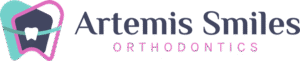 Artemis Smiles Orthodontics logo featuring a stylized tooth with braces.